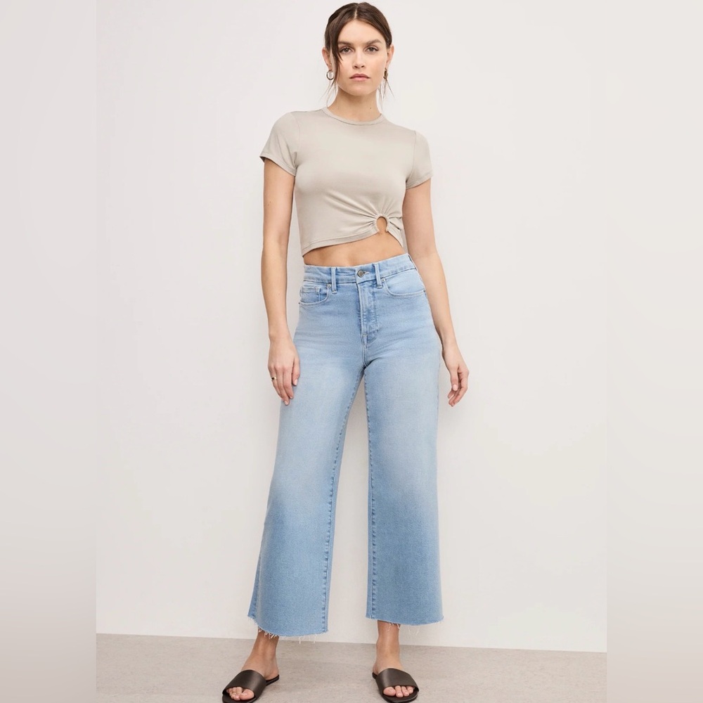 NWT Good American Good Waist Palazzo Crop Compression Jeans - Picture 5 of 8